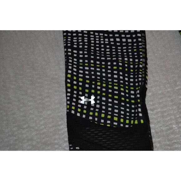41879-a Under Armour Gym Capri Pants Black Neon Green Size Small Womens - Picture 3 of 7